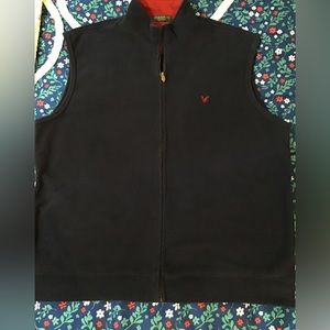 Men’s size XL Lyle & Scott sleeveless zip up warm vest navy with pockets